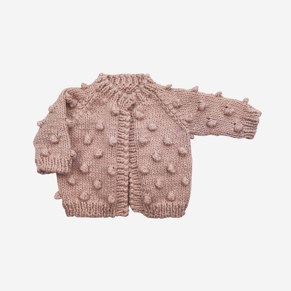 Blueberry Hill Hand Knit Popcorn Cardigan Blush / 6-12m