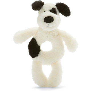 Jellycat Bashful Black & Cream Puppy Ring Rattle - Shop at The Pump Station and Nurtury