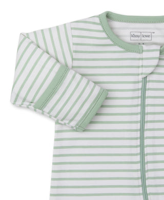 Kissy Love Green Stripe Zip Footie F2 - Shop at The Pump Station and Nurtury