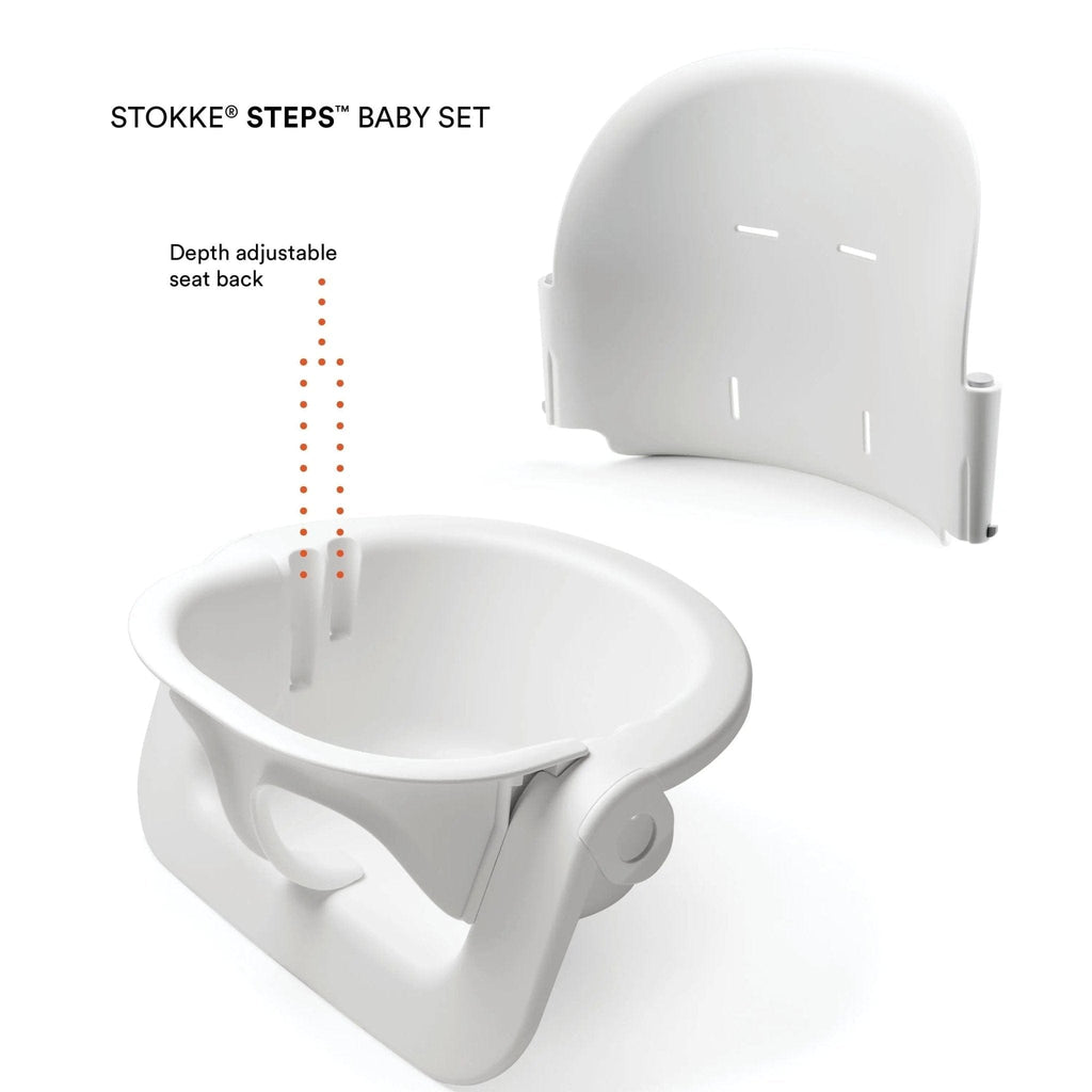 Stokke Steps Complete - Hazy Grey Legs, White Seat & Grey Cushion - 5-in-1  Seat System - Includes Baby Set, Tray & Cushion - For Babies 6-36 Months 