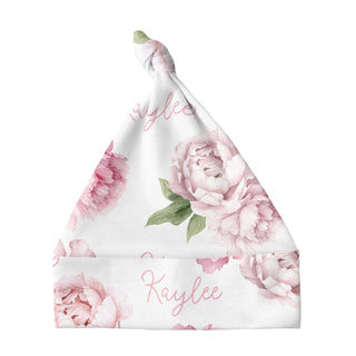 Sugar + Maple Personalized Knotted Baby Hat | Pink Peonies - Shop at The Pump Station and Nurtury