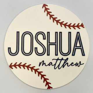 Sugar + Maple Round Personalized Wood Name Sign | Baseball - Shop at The Pump Station and Nurtury