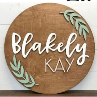 Sugar + Maple Round Personalized Wood Name Sign | Laurel - Shop at The Pump Station and Nurtury