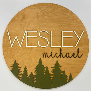 Sugar + Maple Round Personalized Wood Name Sign | Tree Theme - Shop at The Pump Station and Nurtury