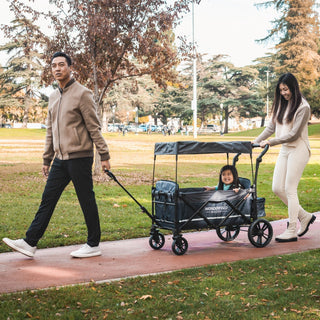 Wonderfold X2M Push + Pull Double Stroller Wagon w Magnetic Seatbelt Harness - Shop at The Pump Station and Nurtury